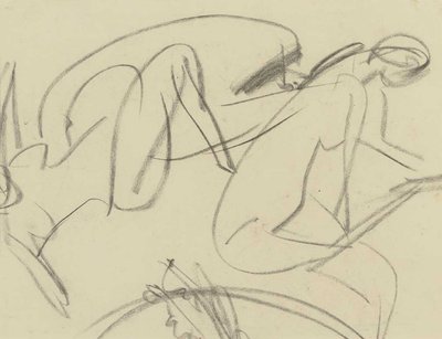 Mountain Farmers (reverse Bathers) by Ernst Ludwig Kirchner